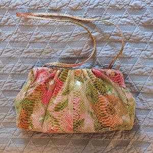 HOBO Angela Pink Peony Python Leather Purse